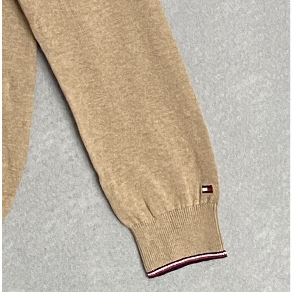Tommy Hilfiger Men's XS Signature Crew Neck Sweater Embroidered Logo Beige NEW - Picture 5 of 12